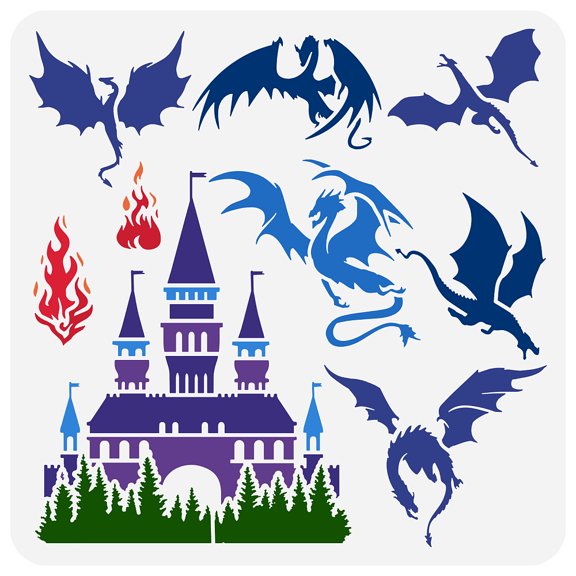 1pc PET Hollow Out Drawing Painting Stencils for DIY Scrapbook Photo Album Dragon 30x30cm