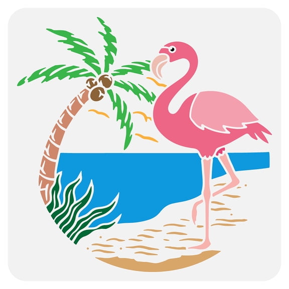 1pc PET Hollow Out Drawing Painting Stencils for DIY Scrapbook Photo Album Flamingo Shape 30x30cm