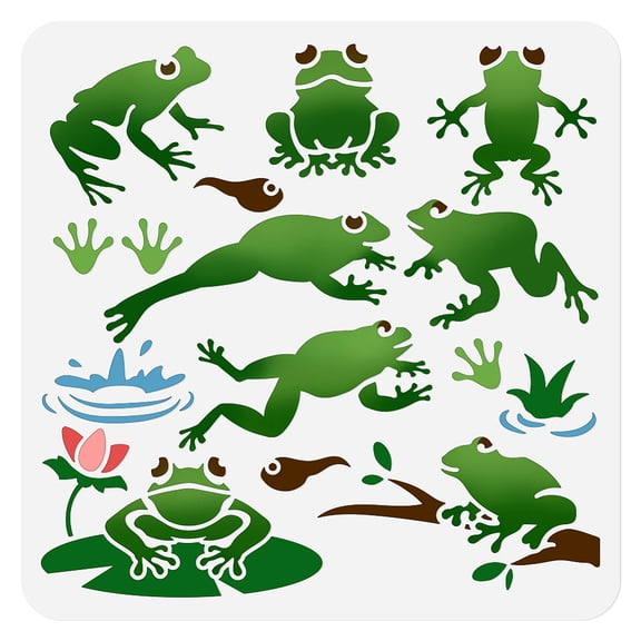 1pc PET Hollow Out Drawing Painting Stencils for DIY Scrapbook Photo Album Frog 300x300mm