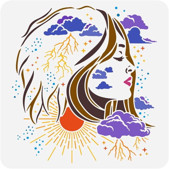 1pc PET Hollow Out Drawing Painting Stencils for DIY Scrapbook Photo Album Goddess 30x30cm