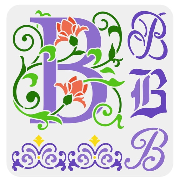 1pc PET Hollow Out Drawing Painting Stencils for DIY Scrapbook Photo Album Letter B 30x30cm