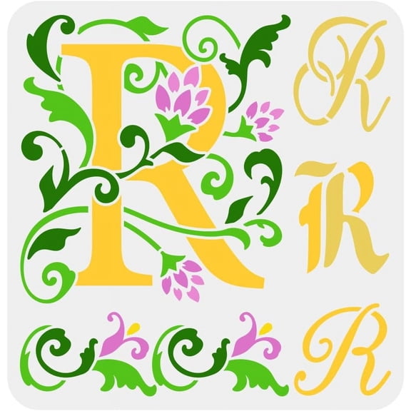 1pc PET Hollow Out Drawing Painting Stencils for DIY Scrapbook Photo Album Letter R 30x30cm for Art