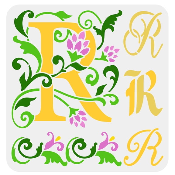 1pc PET Hollow Out Drawing Painting Stencils for DIY Scrapbook Photo Album Letter R 30x30cm