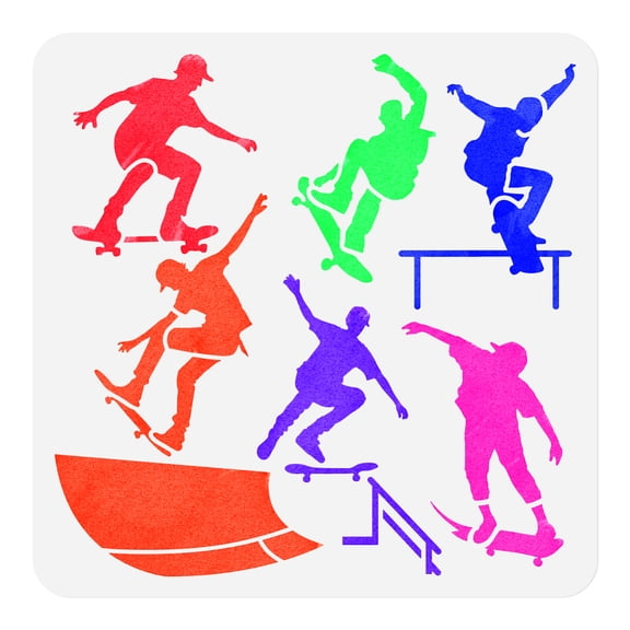 1pc PET Hollow Out Drawing Painting Stencils for DIY Scrapbook Photo Album Skateboarding 300x300mm