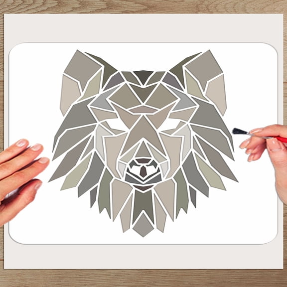 1pc PET Hollow Out Drawing Painting Stencils for DIY Scrapbook Photo Album Wolf 300x300mmDIY