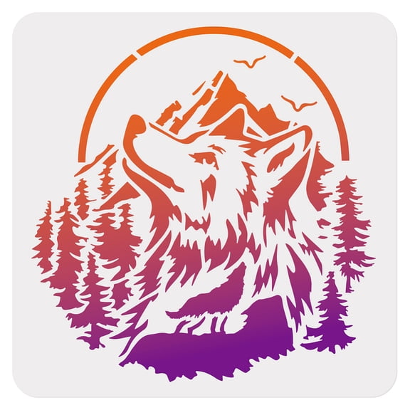 1pc PET Hollow Out Drawing Painting Stencils for DIY Scrapbook Photo Album Wolf 300x300mm