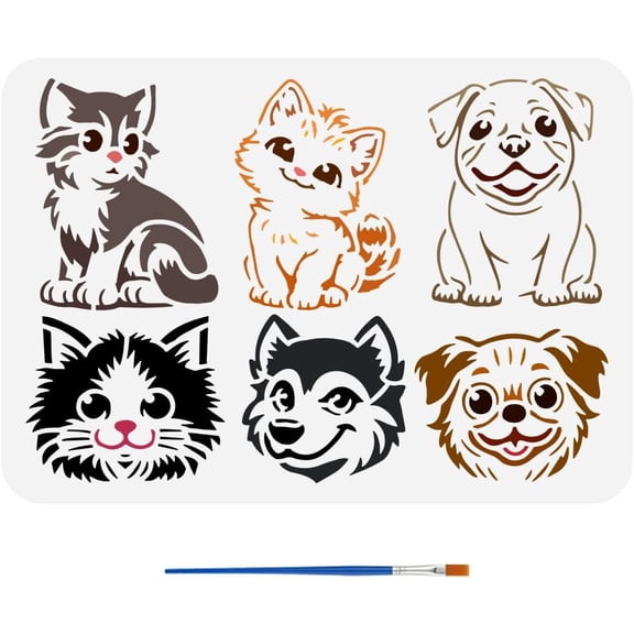 1pc PET Hollow Out Drawing Painting Stencils for Scrapbook Photo Album Dog 297x210mm