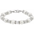 thumbnail image 1 of 1pc PH Freshwater Pearl Bracelets 7 Inch Medical Alert ID Interchangeable Bracelet 8mm Glass Bead Bangles Cultured Pearl Bracelet with Rhinestone Beads for Women Jewelry Bracelets Replacement Silver, 1 of 5