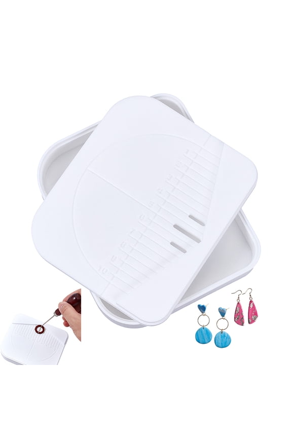 1pc PLA Ear Piercing Tool Rectangle White 12.4x10.4x2.85cm Inner Diameter: 11.75x9.75cm