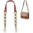 thumbnail image 1 of 1pc PU Leather Bag Chain Strap 23.8 Inch Short Handbag Shoulder Strap Women's Clutch Bag Handle Chain with Bronze Swivel Clasps for DIY Handmade Bag Making Accessories Brown, 1 of 7