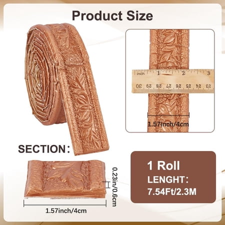 1pc PVC Foam 3D Self-Adhesive Waterproof Wallpaper Border Flower Lines Skirting Stickers Wall Trim for Living Room Home Office Hotel DIY Decoration BurlyWood 40mm 2.3m/roll 1 roll/pc