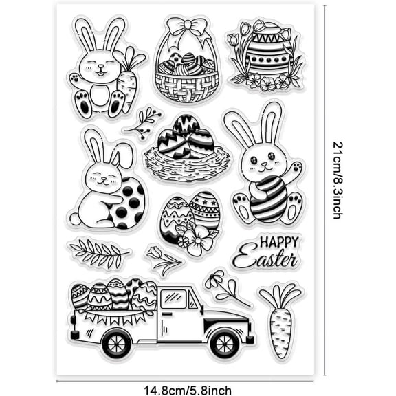 1pc PVC Plastic Clear Stamps for Scrapbooking Photo Album Decorative Cards Making Rabbit 210x148mm