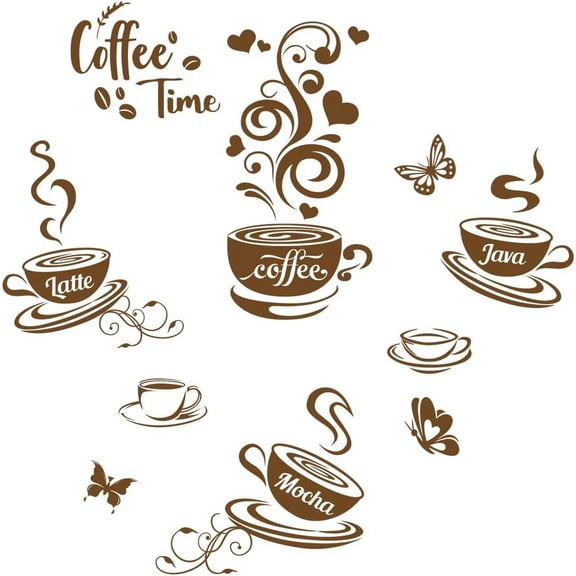 1pc PVC Self Adhesive Wall Stickers Washing Machine Warterproof Decals for Home Living Room Bedroom Wall Decoration Coffee Pattern 300x500mm