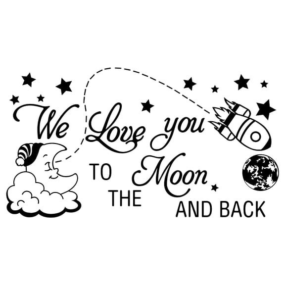 1pc PVC Wall Stickers Rectangle with Word for Home Living Room Bedroom Decoration Rocket Pattern 290x520mm
