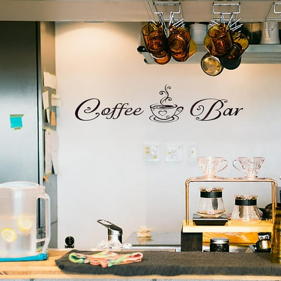 1pc PVC Wall Stickers for Cafe Bar Decoration Cup Pattern 560x180mm