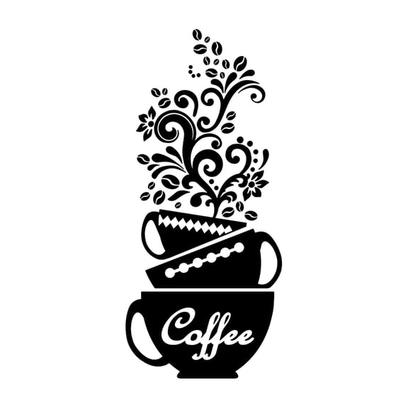 1pc PVC Wall Stickers for Home Living Room Bedroom Decoration Black Coffee Pattern 690x320mm for DIY