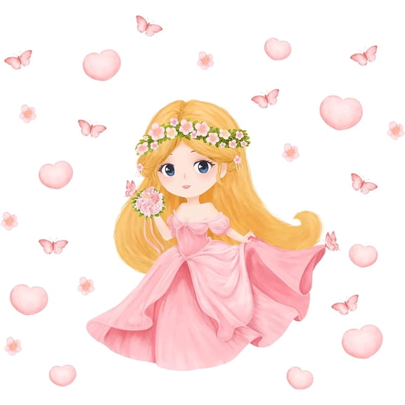 1pc PVC Wall Stickers for Wall Decoration Princess Pattern 390x440mm