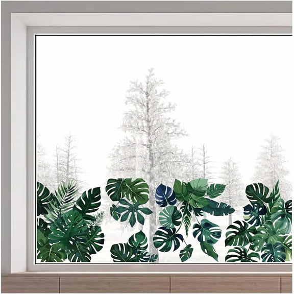 1pc PVC Window Static Stickers Rectangle Shape for Window Decoration Leaf 380x1160mm Craft
