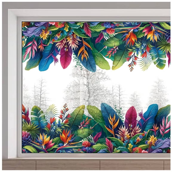 1pc PVC Window Static Stickers Rectangle Shape for Window Decoration Leaf 380x1160mm for DIY making