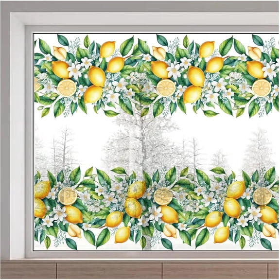 1pc PVC Window Static Stickers Rectangle Shape for Window Decoration Lemon 380x1160mm Craft