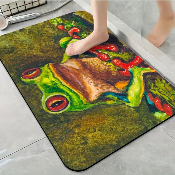 1pc Painted Red eyed Tree Frog Bathroom Rug Bathroom Decor and Accessories- Durable,Anti Slip,And Quick Drying,Suitable For Indoor/outdoor Use - Perfect For Bathrooms,Bedrooms,Kitchens