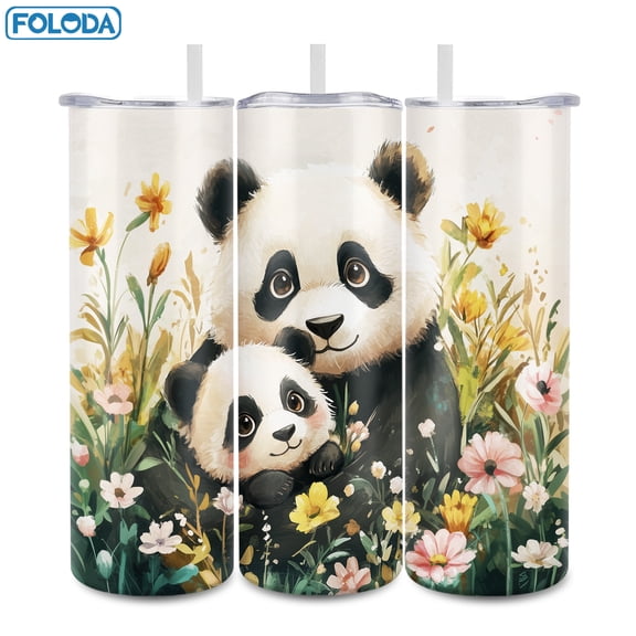 1pc Panda Tumbler Birthday Gift Panda Mug Gifts for Panda Lovers, Inspirations Pandas Valentines Day Gifts for Women Insulated Cups with Lid Straw Funny Gifts for Friend Daughter, 20oz Stainless Ste