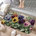 thumbnail image 1 of 1pc Pansies Absorbent Non-Slip Bathroom Thickened Flannel Rug Decor,Soft,Quick Drying,Suitable For Indoor/outdoor Use,Bathrooms,Bedrooms,Kitchens,Terrace,Laundry Rooms,16"x24", 1 of 9