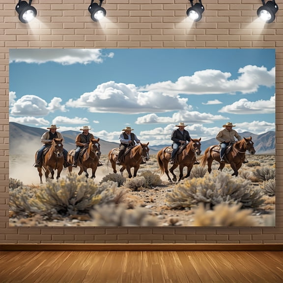 1pc, Party Tapestry Horse and Cowboy Grazing Machine Washable Polyester,Without Electricity Festive Wall Decor Use for Bedroom Living Room
