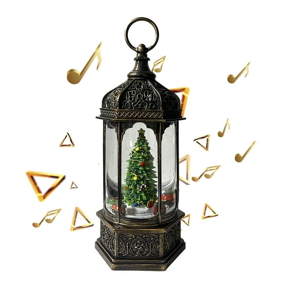 1pc Patriotic Christmas Snow Globe Lantern - USB Powered Plastic Lighted Christmas Tree Decoration with Water Glitter, Festive Holiday Decor for Wedding, Anniversary, Seasonal Celebrations