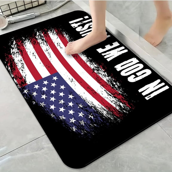 1pc Patriotic Flag with Motto Bathroom Rug Bathroom Decor and Accessories- Durable,Anti Slip,And Quick Drying,Suitable For Indoor/outdoor Use - Perfect For Bathrooms,Bedrooms,Kitchens