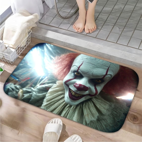 1pc Pennywise Absorbent Non-Slip Bathroom Thickened Flannel Rug Decor,Soft,Quick Drying,Suitable For Indoor/outdoor Use,Bathrooms,Bedrooms,Kitchens,Terrace,Laundry Rooms,16"x24"