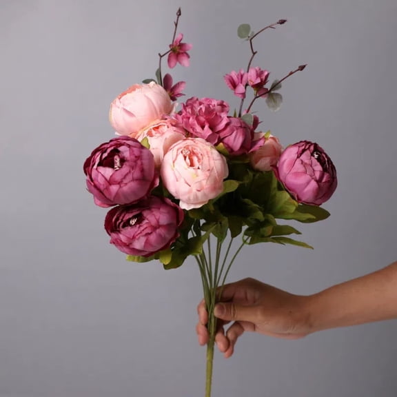 1pc Peony Artificial Flowers Peonies Bridal Bouquets for Wedding Party Table Centerpieces Floral Arrangement Home Office Decor Bridal Wedding Bouquet, Outdoor Wall, Balcony, Window, Table Decorations