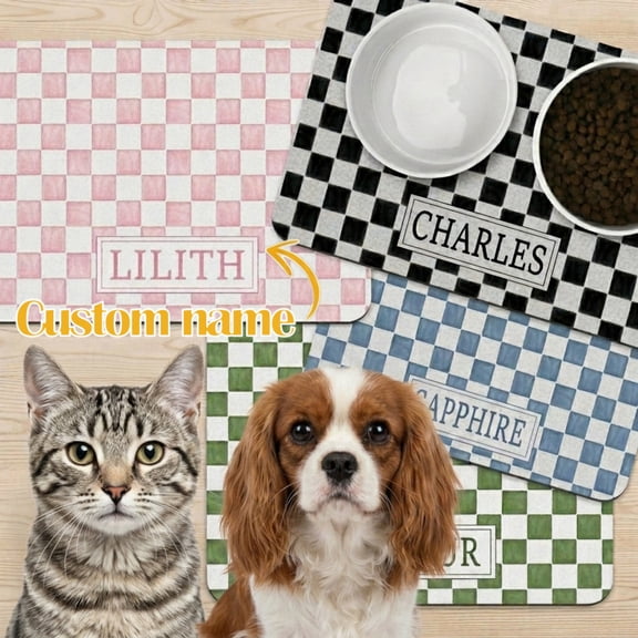 1pc Personalized Pet Feeding Mat - Personalized Name Absorbent Dog & Cat Bowl Mat, Non-Slip Quick Dry Pet Placemat