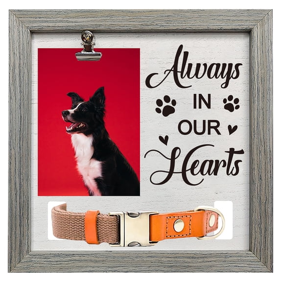 1pc Pet Photo Frames for Tabletop Display Photo Frame Square with Word Gray Paw Print 23x23cm