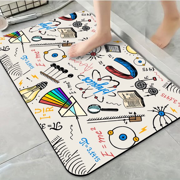 1pc Physics Symbols and Equations Bathroom Rug Bathroom Decor and Accessories- Durable,Anti Slip,And Quick Drying,Suitable For Indoor/outdoor Use - Perfect For Bathrooms,Bedrooms,Kitchens