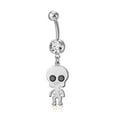 thumbnail image 1 of 1pc Piercing Jewelry Brass Cubic Zirciona Navel Ring Belly Rings with 304 Stainless Steel Bar Lead Free & Cadmium Free Skull 47mm : 25x11mm Bar: 14 Gauge(1.6mm) Bar Length: 3/8"(10mm), 1 of 8