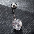 thumbnail image 1 of 1pc Piercing Jewelry Brass Cubic Zirconia Ring Belly Rings with 304 Stainless Steel Bar Lead Free & Cadmium Free Heart Platinum Clear 20x8mm Bar: 15 Gauge(1.5mm) Bar Length: 3/8"(10mm), 1 of 1