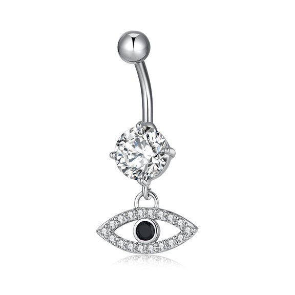 1pc Piercing Jewelry Brass Cubic Zirconia Navel Ring Belly Rings with 304 Stainless Steel Bar Lead Free & Cadmium Free Horse Eye Mixed color 33x15mm Bar Length: 3/8"(10mm) Bar: 14 Gauge(1.6mm)