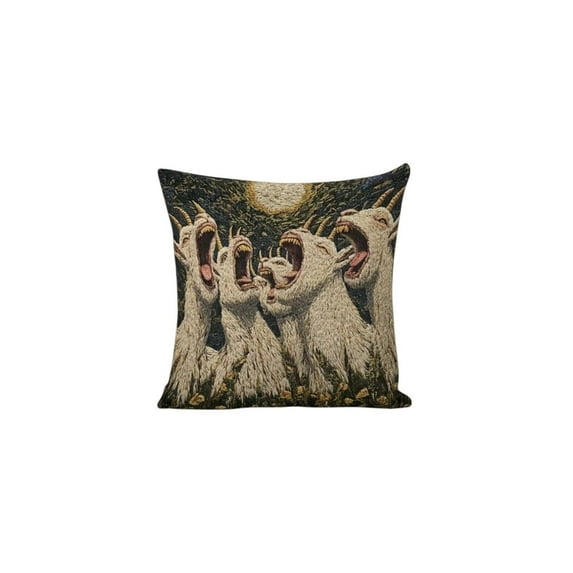 1pc Pillow Covers - Screaming Goat Soft Protector, 45*45 cm Square, Hilarious Animal Graphic, Couch Decoration, Living Room Sofa Cushion Covers, Spring Pillow Covers (G)