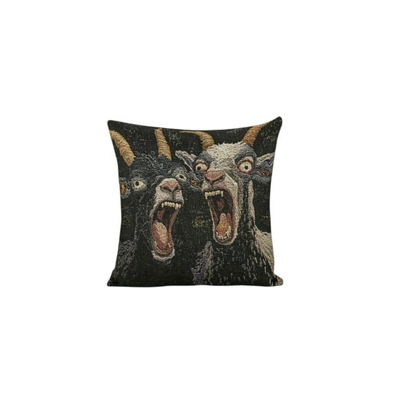 1pc Pillow Covers - Screaming Goat Soft Protector, 45*45 cm Square, Hilarious Animal Graphic, Couch Decoration, Living Room Sofa Cushion Covers, Spring Pillow Covers (F)