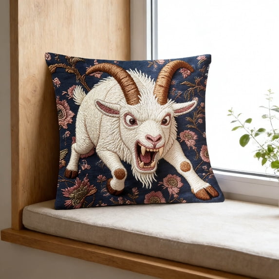 1pc Pillow Covers - Screaming Goat Soft Protector, 45*45 cm Square, Hilarious Animal Graphic, Couch Decoration, Living Room Sofa Cushion Covers, Spring Pillow Covers (L)