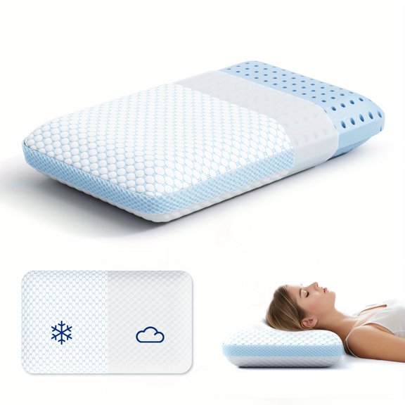 1pc Pillow For Sleeping, Double-Sided Cervical Neck Pillow With Cooling Breathable Cover, Bed Pillow For Back, Side, And Stomach Sleepers, Adjustable Support For All Sleeping Positions