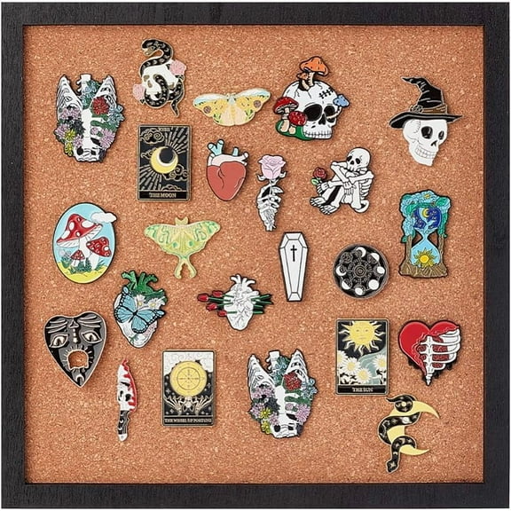 1pc Pin Board Square Cork Board Bulletin Display Board 0.8inch Thick Wall Mounted Cork Board for Brooch Pin Storage Office Home and School Decor 10.5x8inch