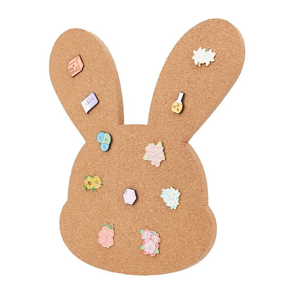 1pc Pin Display Cork Board Rabbit Cork Brooch Board 0.5inch Thick Pin Board Wooden Bulletin Display Board Wall Mounted Cork Board for Brooch Pin Storage Office Home Decor 12x11Inch