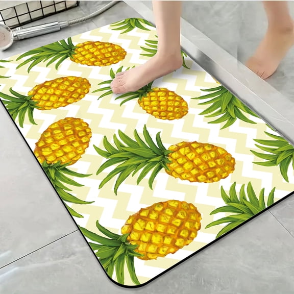 1pc Pineapple Bathroom Rug Bathroom Decor and Accessories- Durable,Anti Slip,And Quick Drying,Suitable For Bathrooms,Bedrooms,Kitchens,And Laundry Rooms - Washable Bathroom Mat