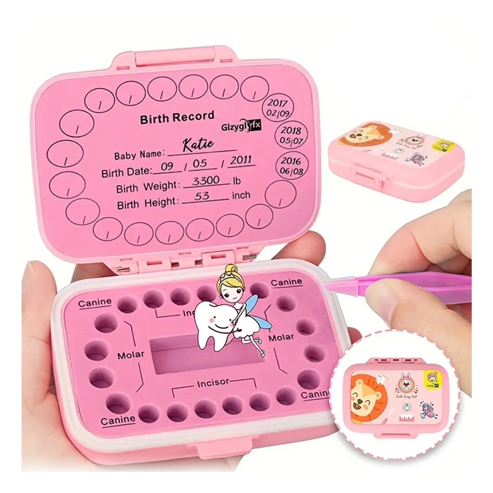Glzyglyfx 1pc Pink Baby Tooth Fairy Keepsake Box