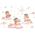 thumbnail image 1 of 1pc Pink Bear Wall Stickers Cute Cartoon Animal Wall Decals Clouds Stars Moon Peel and Stick Vinyl Wall Art, 1 of 8