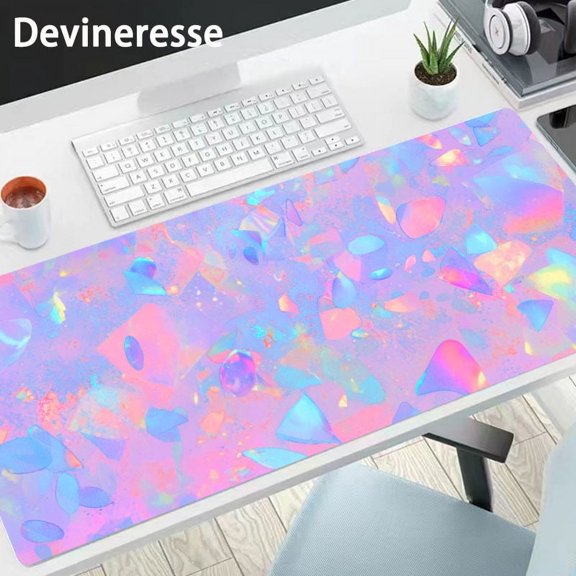 1pc Pink Blue Non-slip Mouse Pad, Angel Desk Mat, Office Supplies, Office Accessories