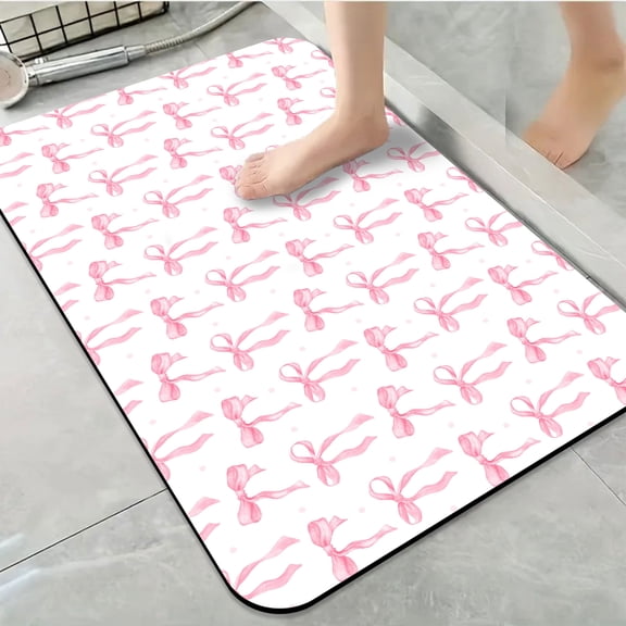 1pc Pink Bow Bathroom Rug Bathroom Decor and Accessories- Durable,Anti Slip,And Quick Drying,Suitable For Indoor/outdoor Use - Perfect For Bathrooms,Bedrooms,Kitchens,Terraces
