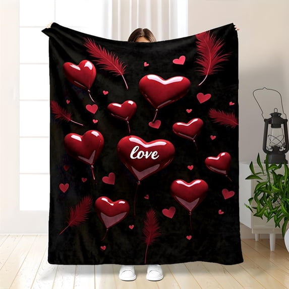 1pc Pink Bows Blooms Floral Flannel Throw Blanket, Beige Red Flower Green Foliage, Soft Cozy Lightweight, Machine Washable All-Season Gift for Bed Couch